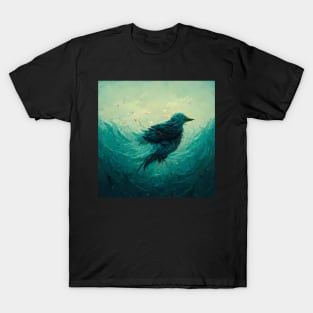 Drowning bird in blue water T-Shirt